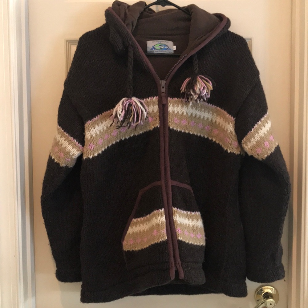 L wool zip up hoodie